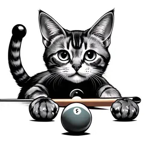 Dumb Cat Playing Pool Very Silly