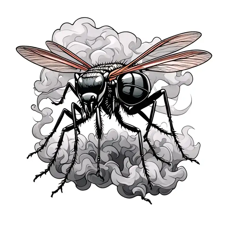 Mosquito With Glasses And Joint Surrounded By Smoke