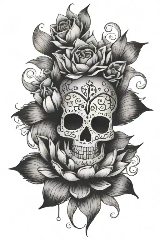 Sugar Skull Lotus Flower