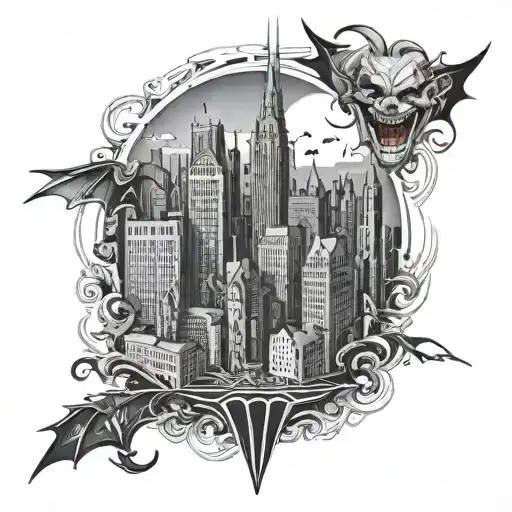 Joker Gotham City Skyline Merging