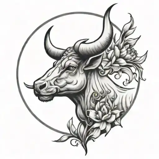 Goddess Strong Moon Grunge Taurus Zodiac Symbol Red Tulips