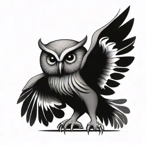 Owl With Wings Around Baby