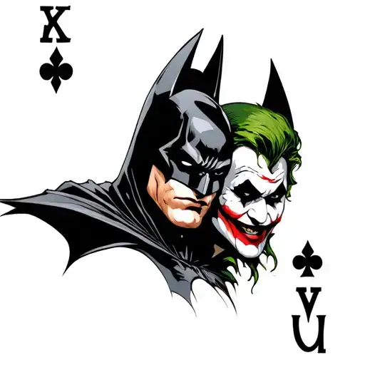 Batman And Joker Card Design Incorporating Symbols