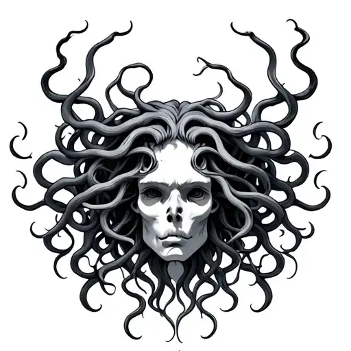 Medusa Head For Back Tattoo Design Featuring