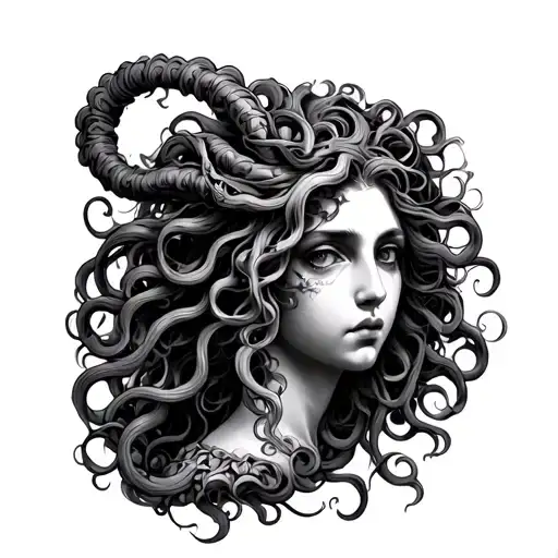 Beautiful Medusa Tatoo Design For Spine