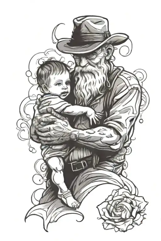 Old Man Holding A Baby
