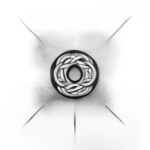 A Black-grey Tattoo Of An Enso Symbol Intertwined With Louise's Favorite Things