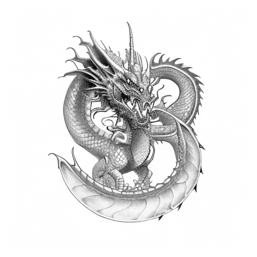 A Tattoo Design Of A Dragon Inspired By Anne Mccaffery's Style