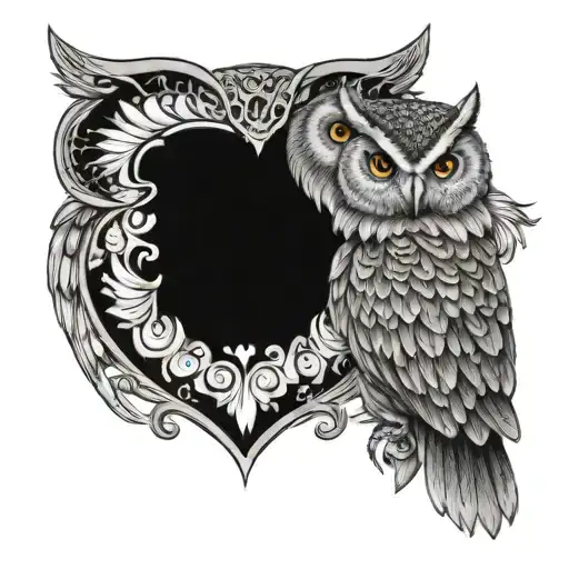 Mother Owl With Wings Around Baby