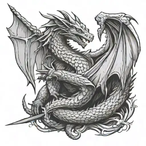 Game Of Thrones Dragon Hugging Jon Snows Sword