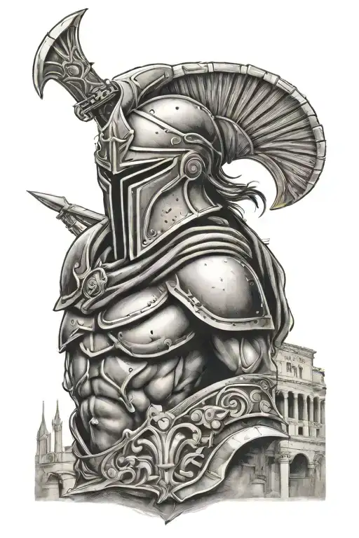 Spartan With Colleseum In Backround