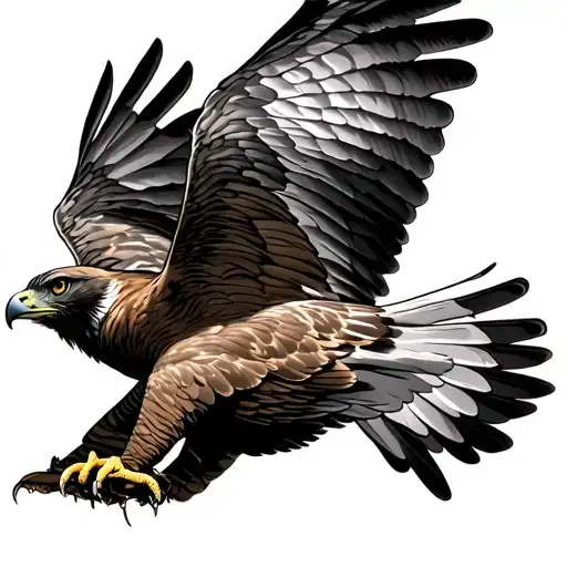 Redtail Hawk Flying Towards