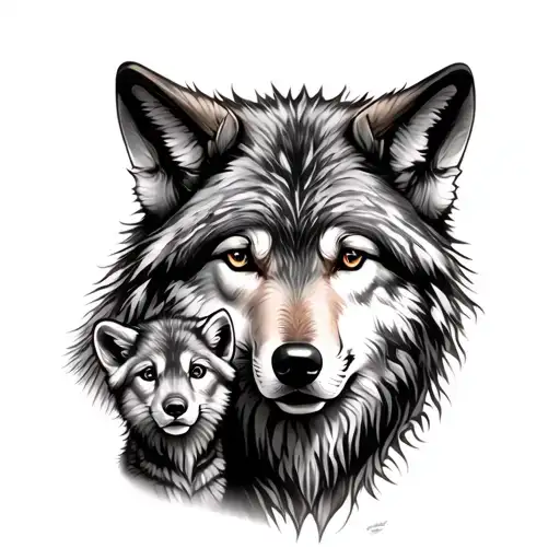Mother Wolf And Cubs
