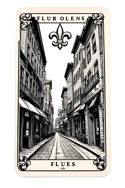 Flur De Lis Tarot Card Featuring New Orleans Street Scene
