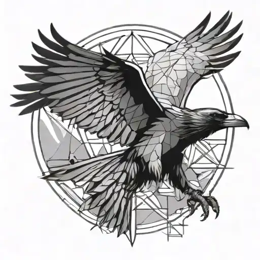 Geometric Raven Flying