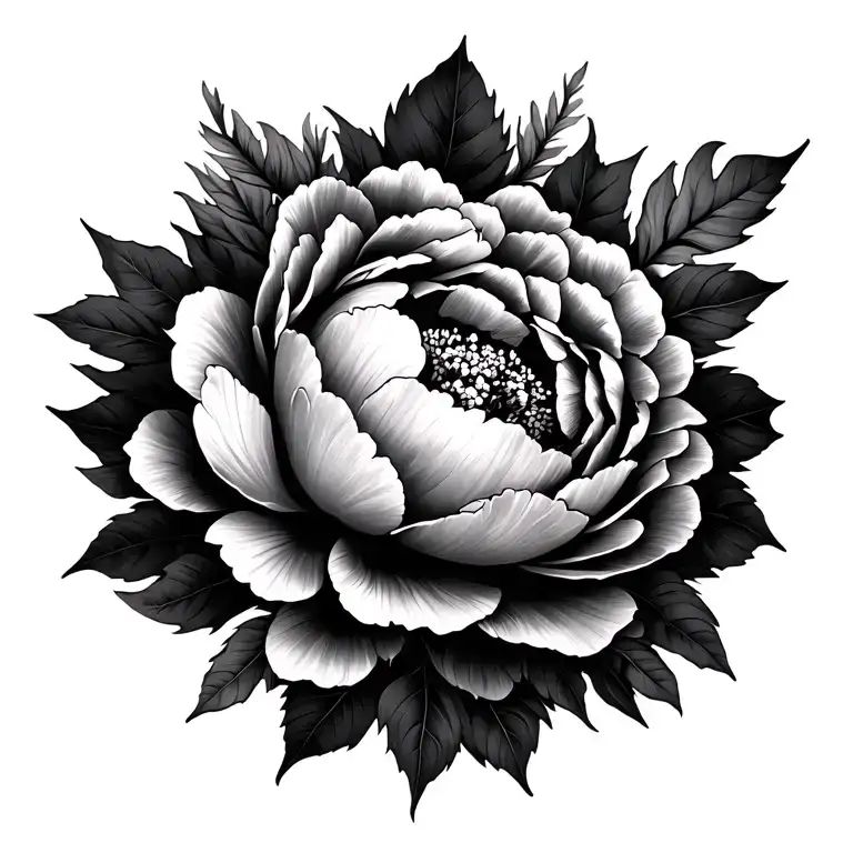 Verical Peony And Foliage