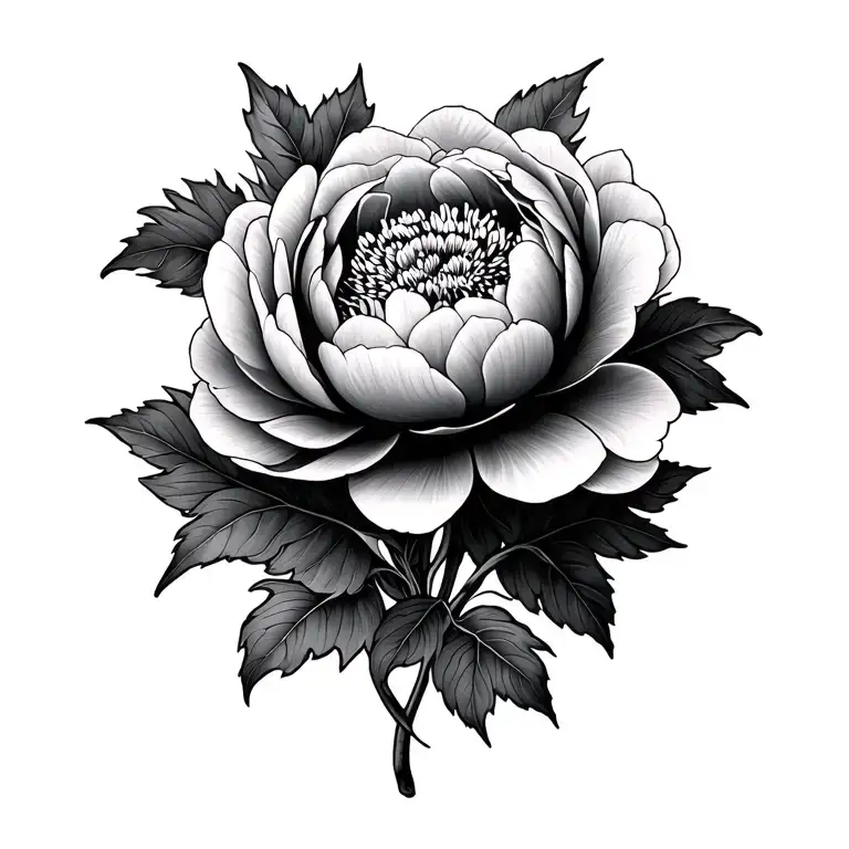 Verical Peony And Foliage