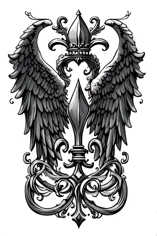 Flur De Lis With Angel Wings
