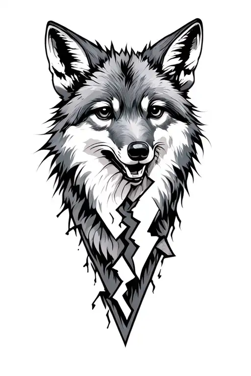 Broken Down Rock With Coyotes