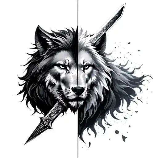 Half Lion Half Wolf And John Snow Sword