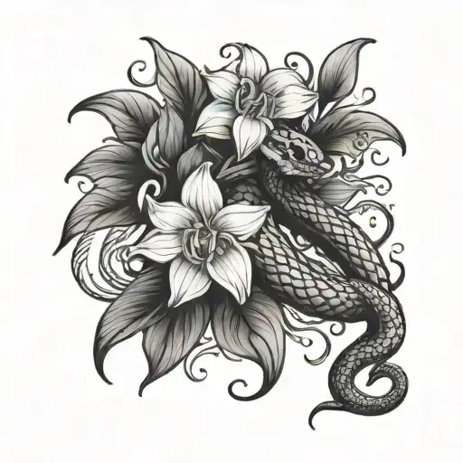 Snake And Orchid