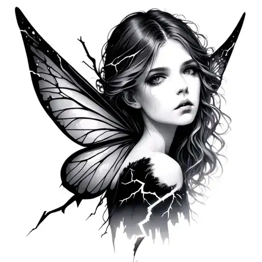 Faceless Fairy In Lightning Bolts