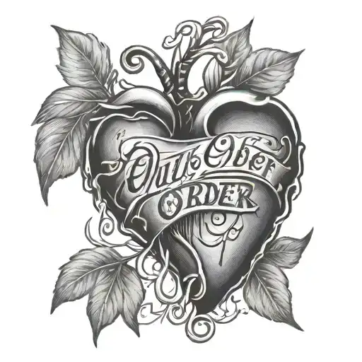Black Bleeding Heart With Script 'Out Of Order'