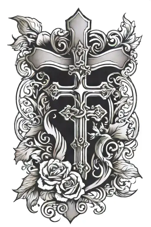 Cross And Stillborn Baby Symbol