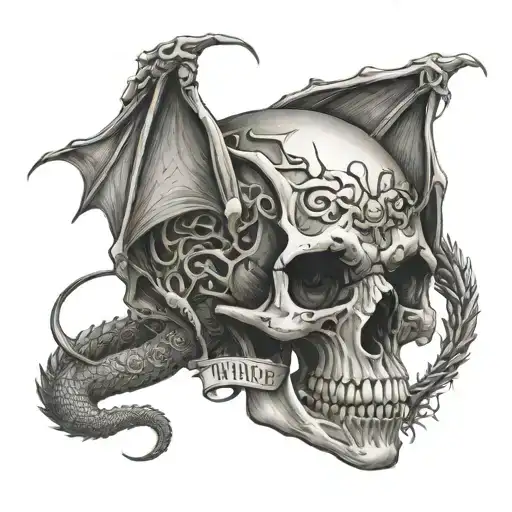 A Skull Entwined With A Dragon With The Inscription The Truth Will Set You Free