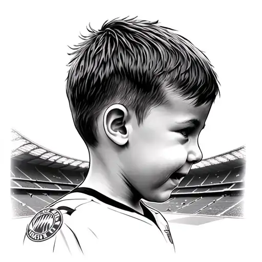 Little Boy Infront Of Footbalstadium Fc Bayern