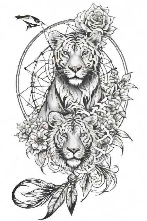 Pisces Fish And Lioness And Dreamcatcher Made