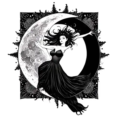 Sh Scar Cover Up Moon Sun Girl Dancing With Mandala Dot Work In The Background