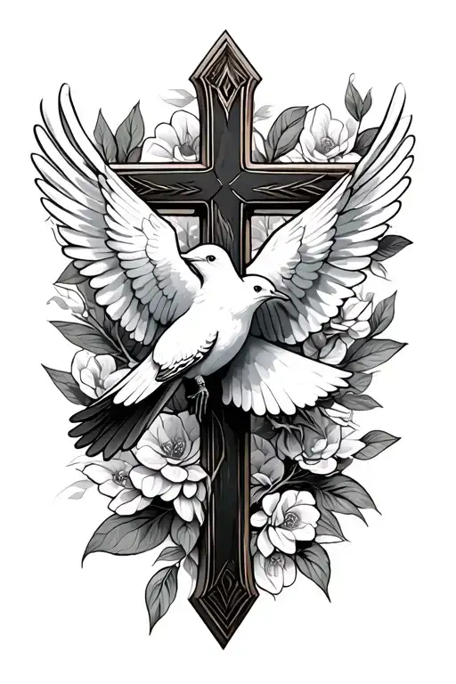Cross And Dove Perched