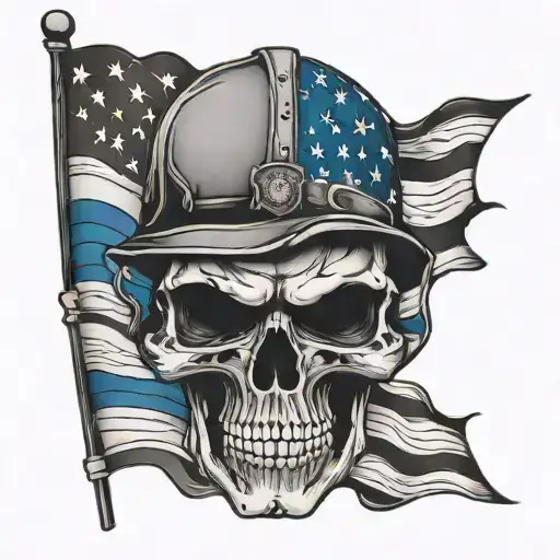 Skull Thin Blue Line Flag
