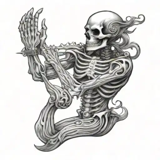 Diver Mermaid Skeleton Holding Hands