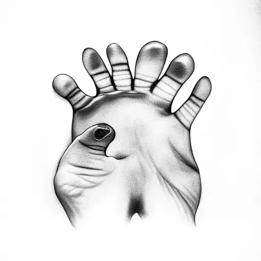 Dog Paw With Child Feet And A Cross