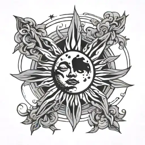 Moon Inside Sun Outline