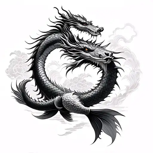 Dragon At The Top Koi At The Bottom Samurai In The Middle