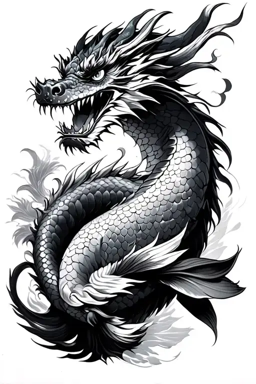 Dragon At The Top Koi At The Bottom Samurai In The Middle