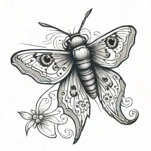 Moth Tattoo Design Combining Elements