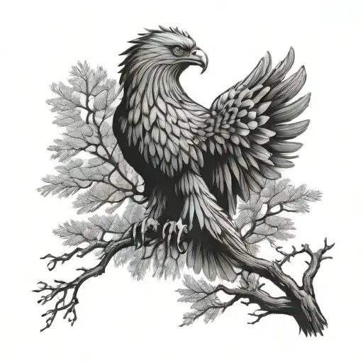 Polish Eagle On A Lebanese Cedar Tree