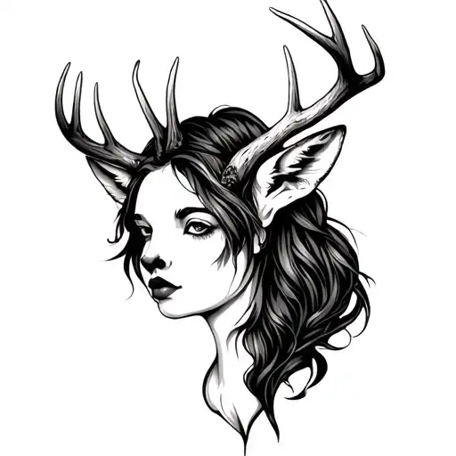 Deer Antler Womans Face