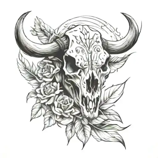 Cow Skull And Sparrow