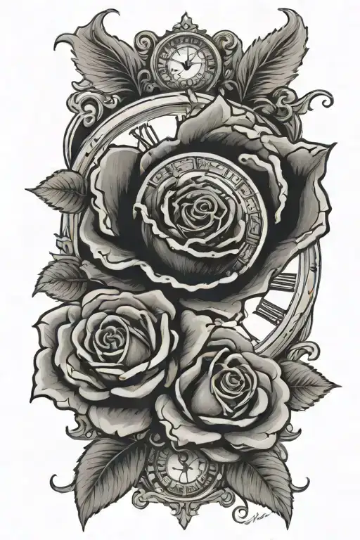 Black Rose To Represent Zacs Dealth But Also Want Angel Wings With The Black Rose And A Stard Clock