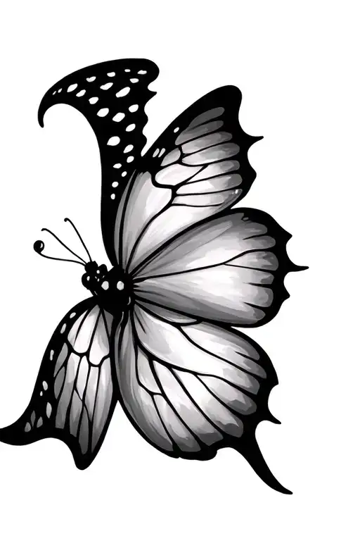 Butterfly With One Wing Being The Sun And The Other Wing Being The Moon