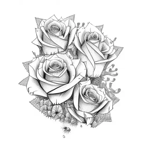 Skeleton Mariachi Band With Roses And Cacti