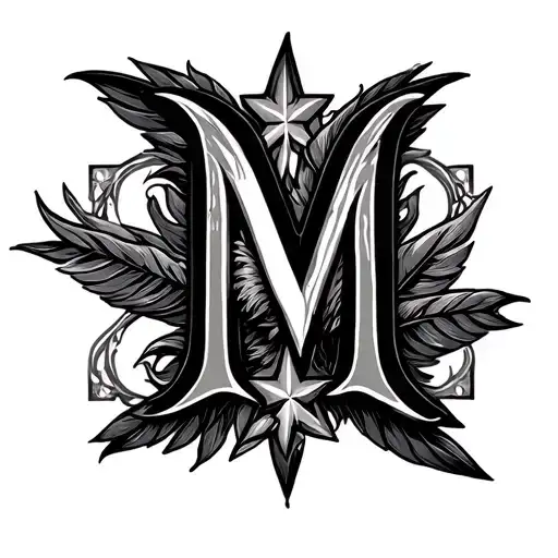 Colombe Plume Arabesque Star Letter M Intertwined With The Letter A