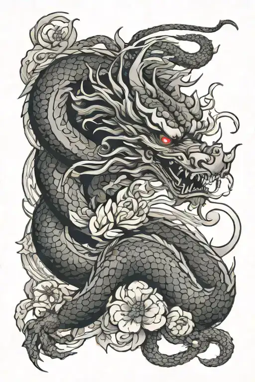 Japanese Dragon Wrapping And Flower Of Death