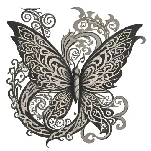 Butterfly Phoenix Wings Spread Wide Celtic Tree