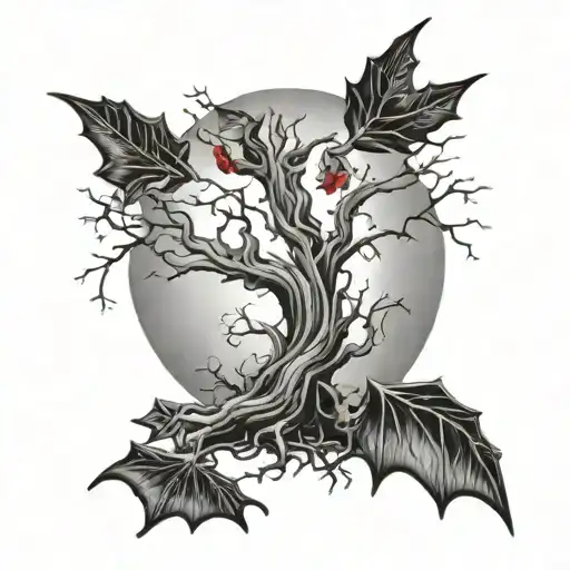 Poison Tree With Red Bats